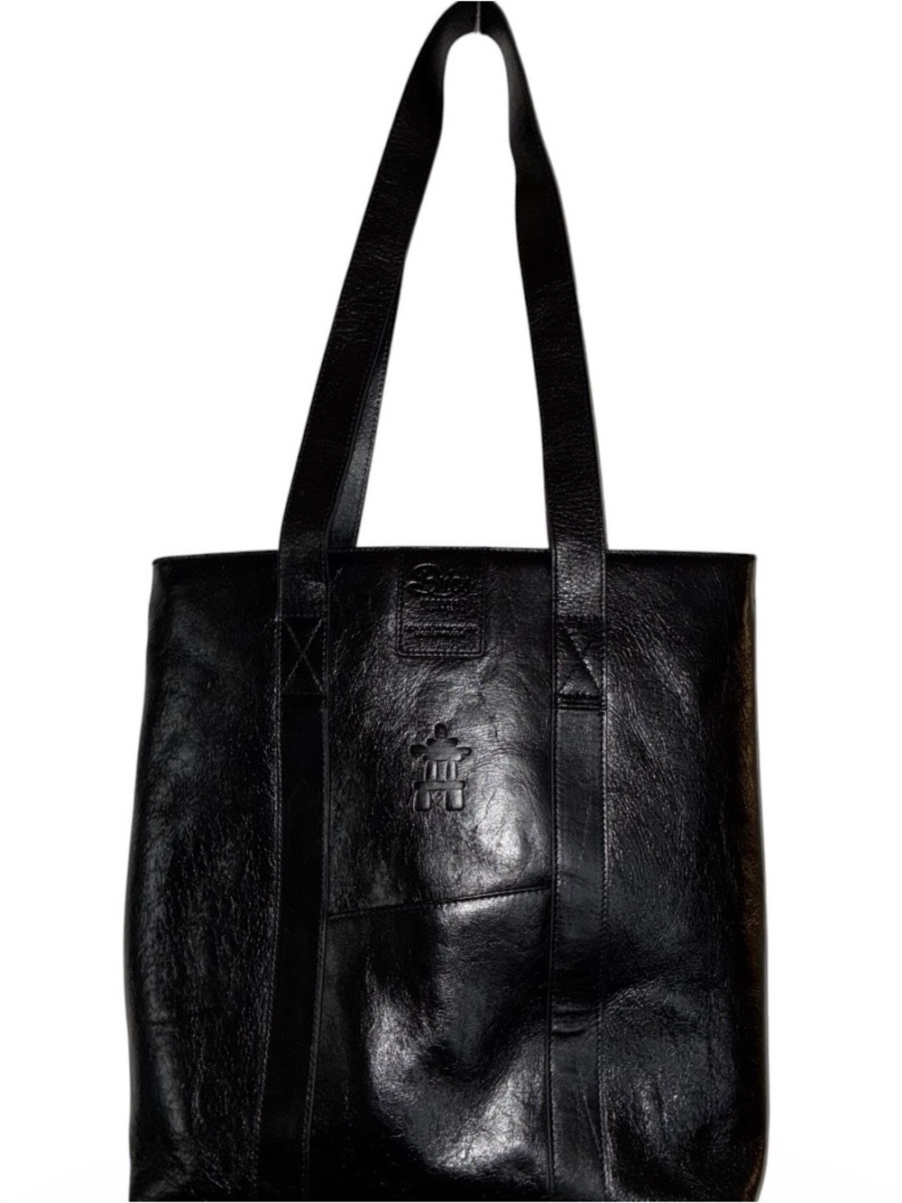 Like New Bros Leather Supply Company Large Black Leather Tote Bag - Classic